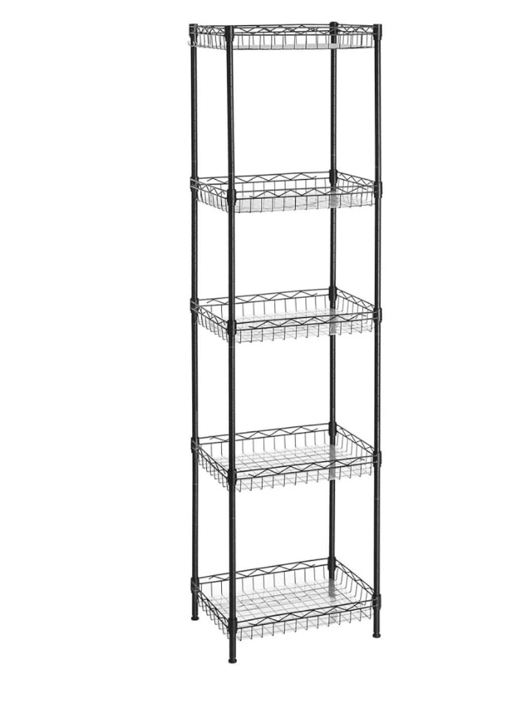 5-Tier Black Wire Corner Shelf Unit