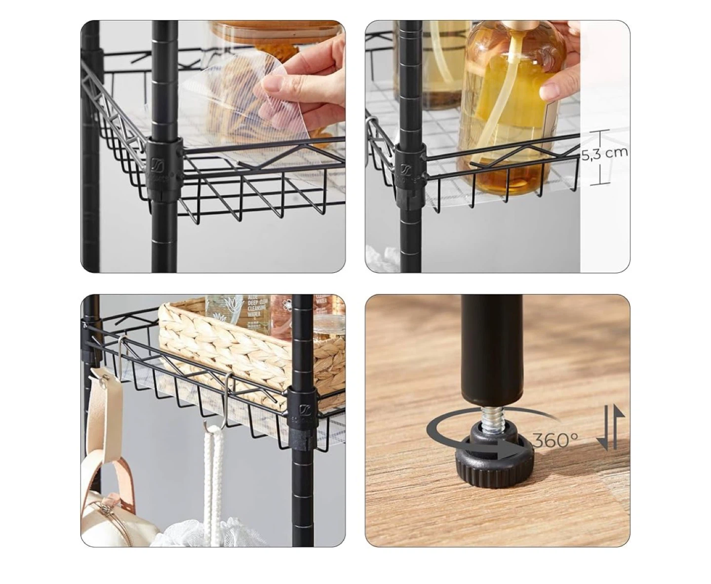 5-Tier Black Wire Corner Shelf Unit - photo 4