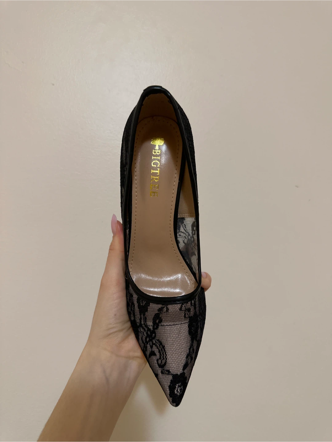 Black Lace Stiletto Heels Size 7.5 - photo 3