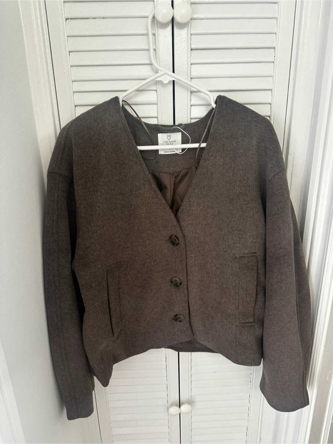 Primark Capes Brown Cropped V-Neck Jacket - Size S