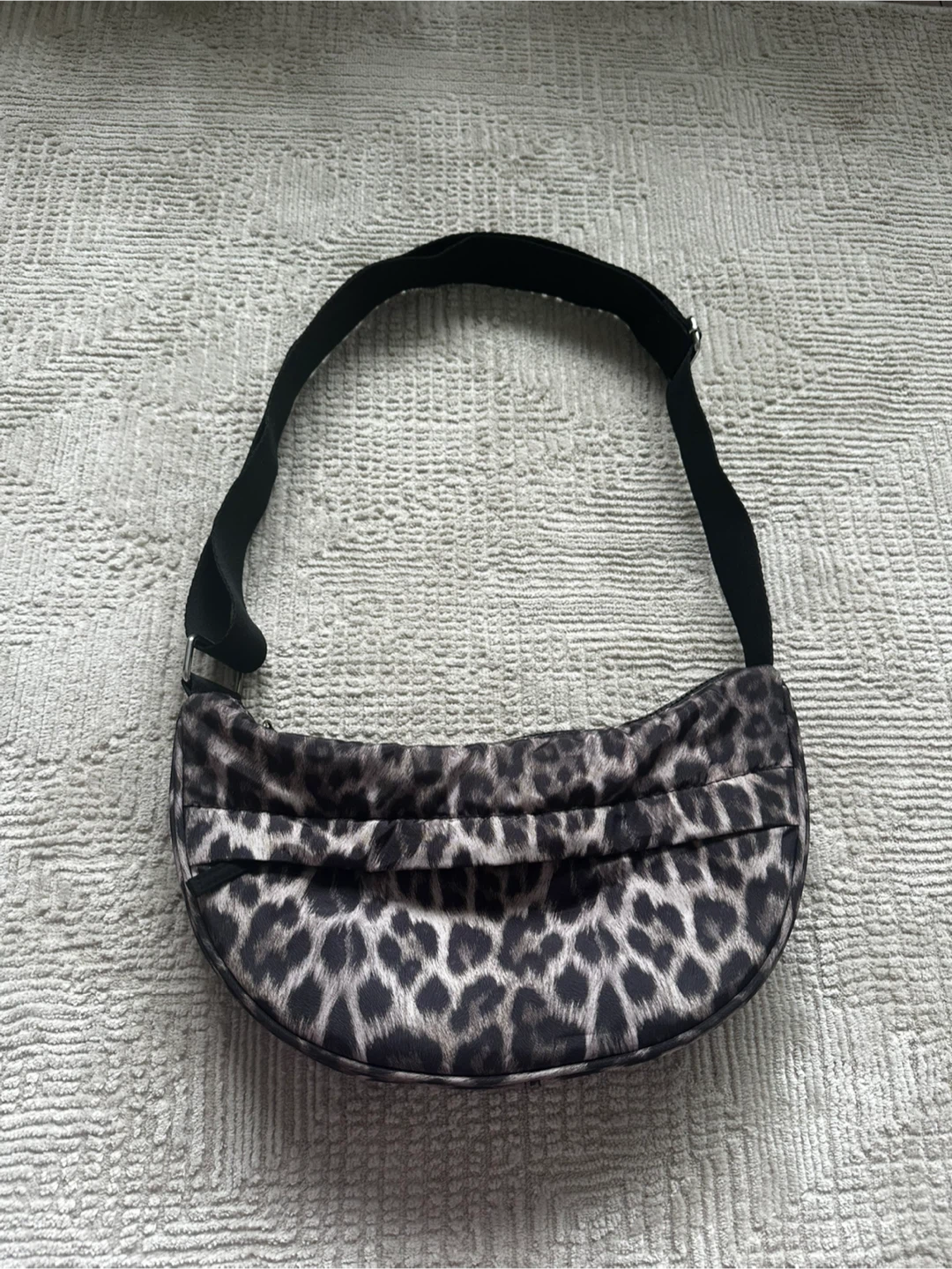 Leopard Print Crescent Shoulder Bag