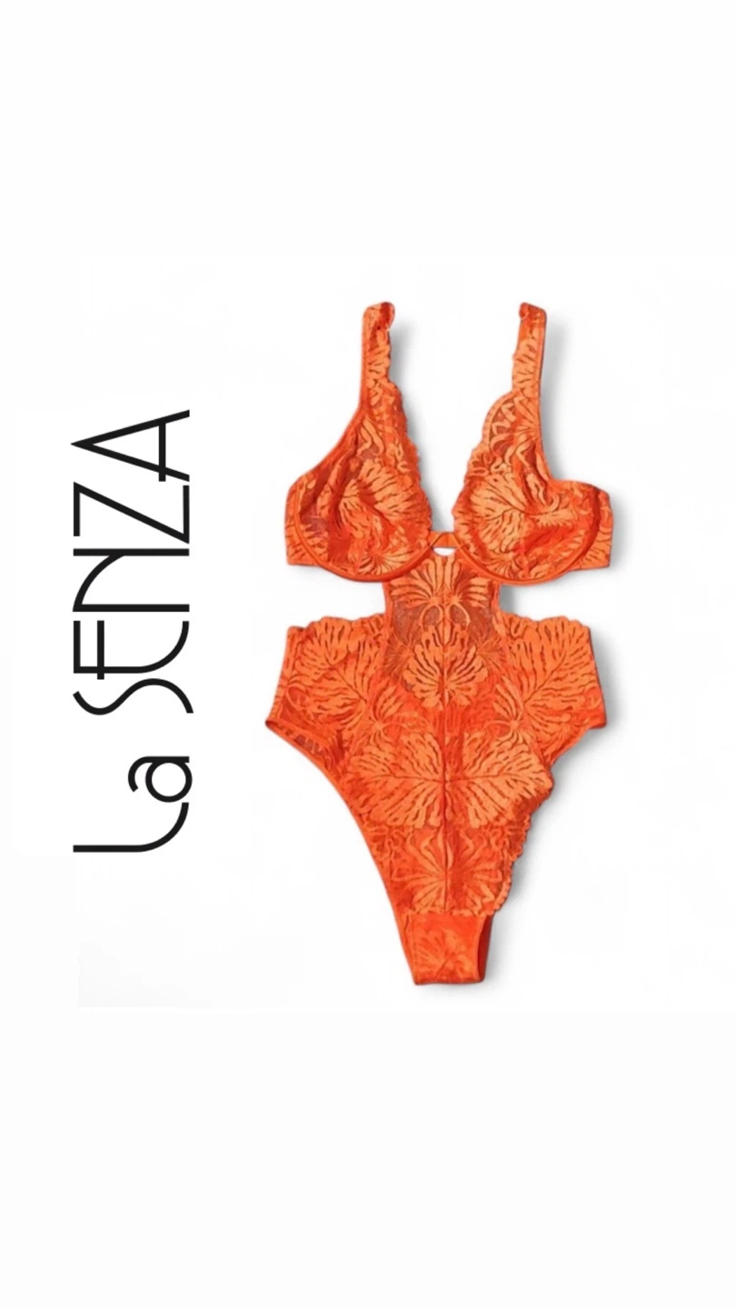 NEW With Tags La SENZA Lace Orange Bodysuit Lingerie