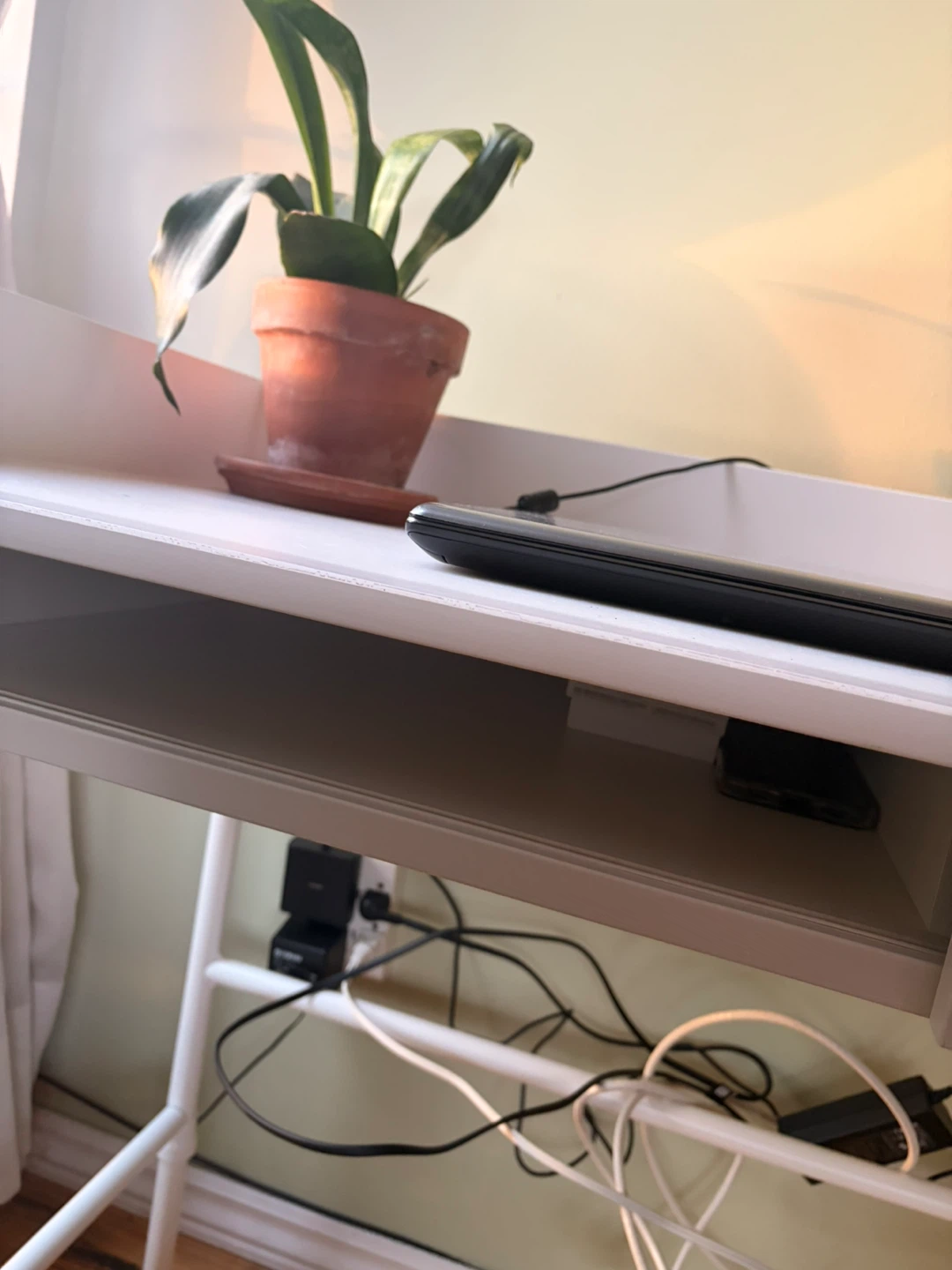 White Writing Desk with Drawer - photo 2