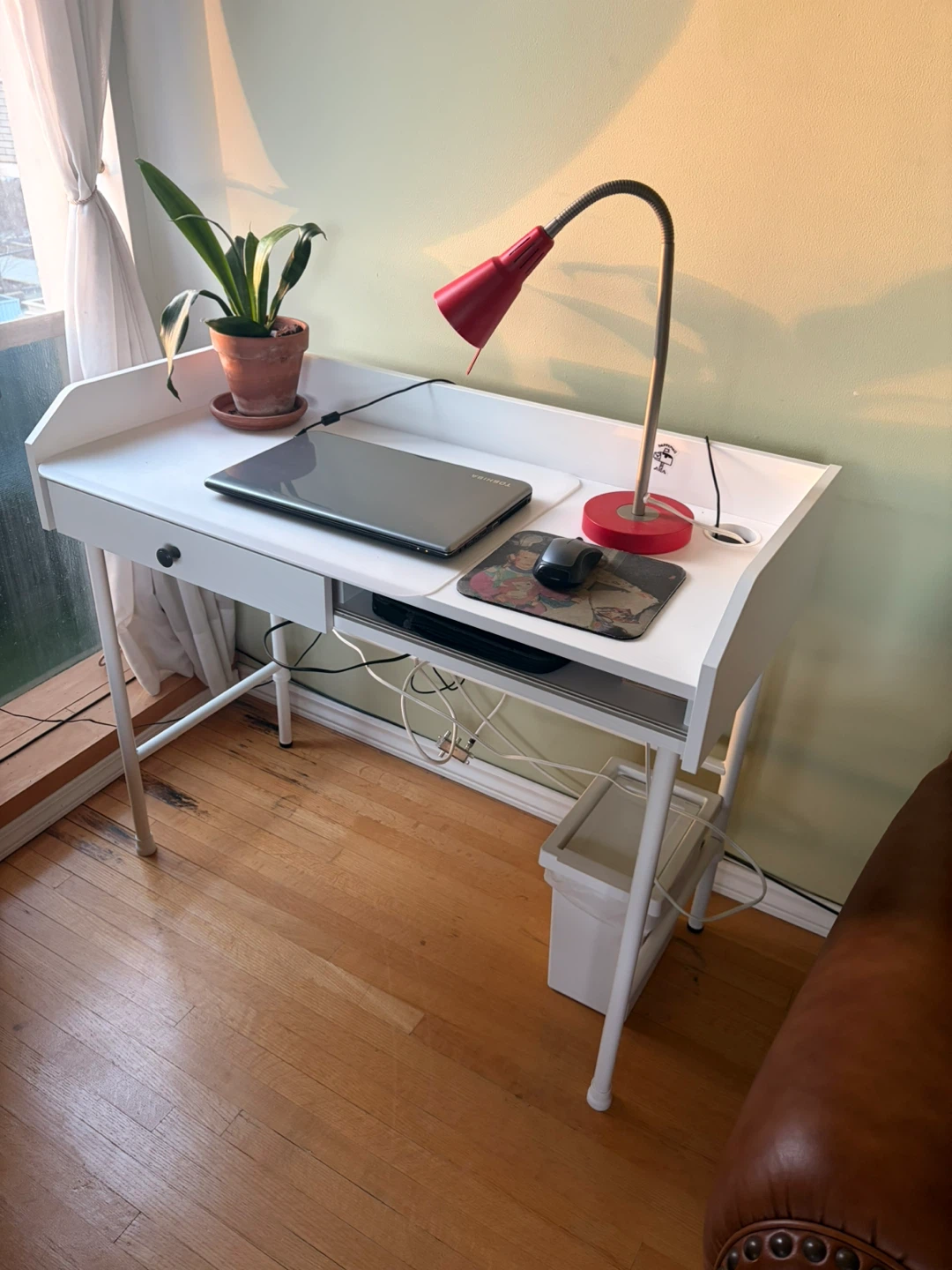White Writing Desk with Drawer