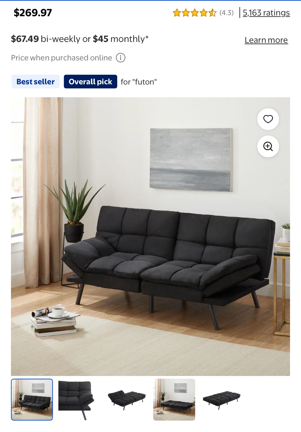 Black Futon Sofa Bed - photo 2