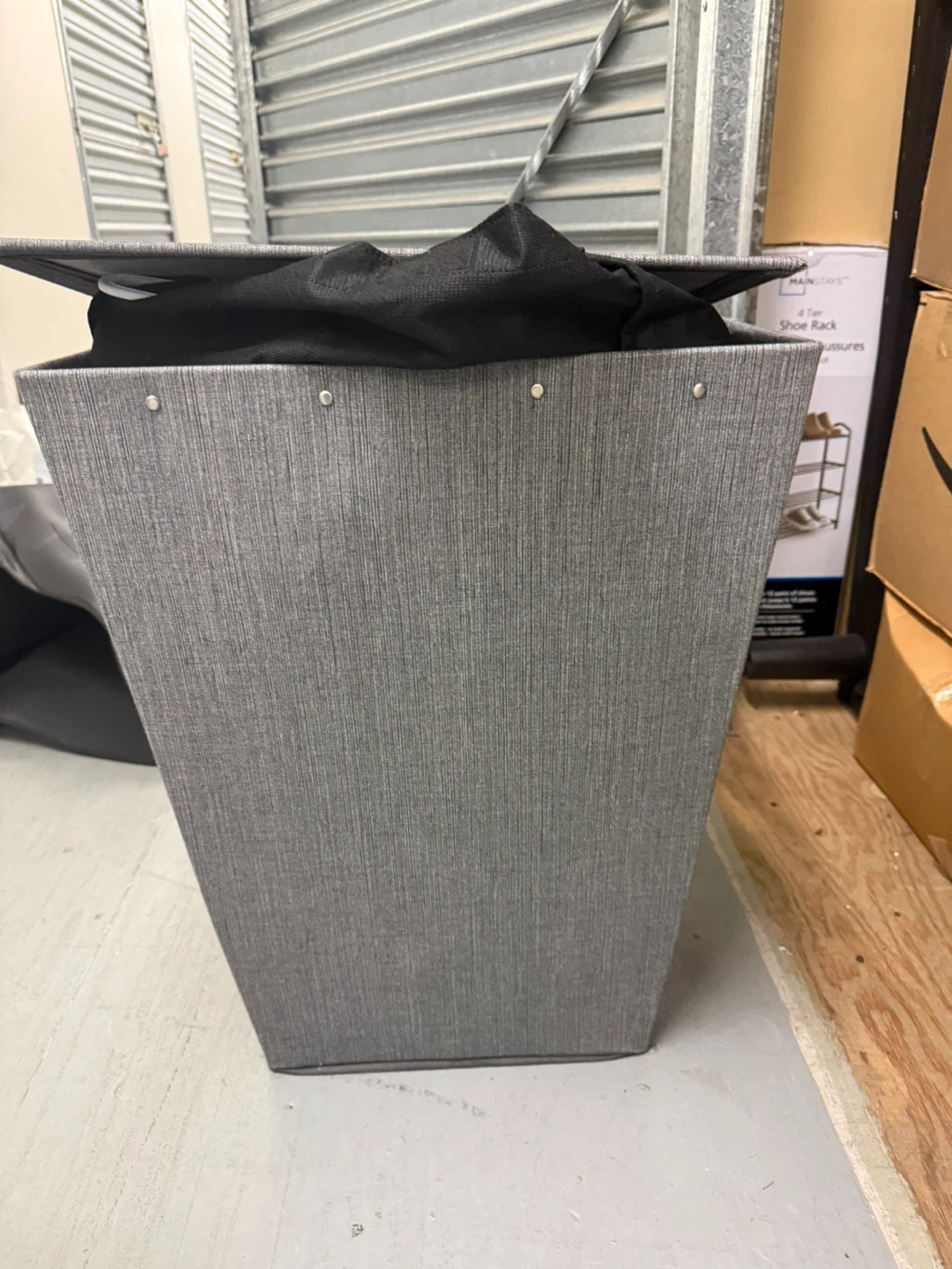 Grey Fabric Laundry Hamper with Lid
