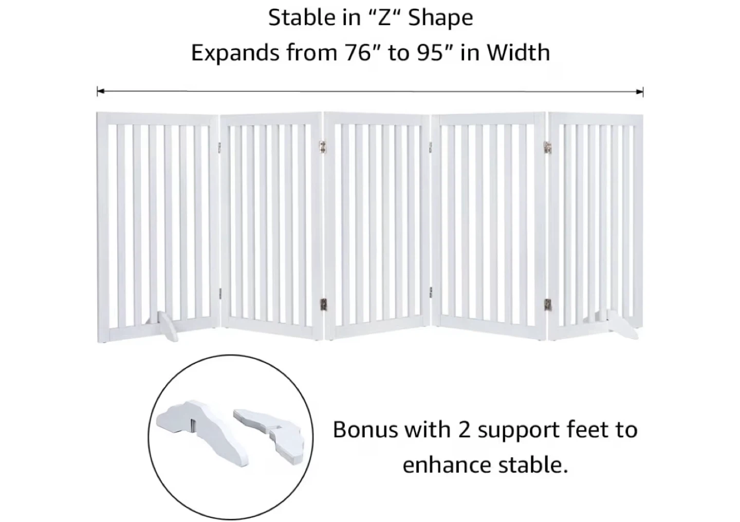 Unipaws 36" Expandable Wooden Pet Gate - White - photo 2