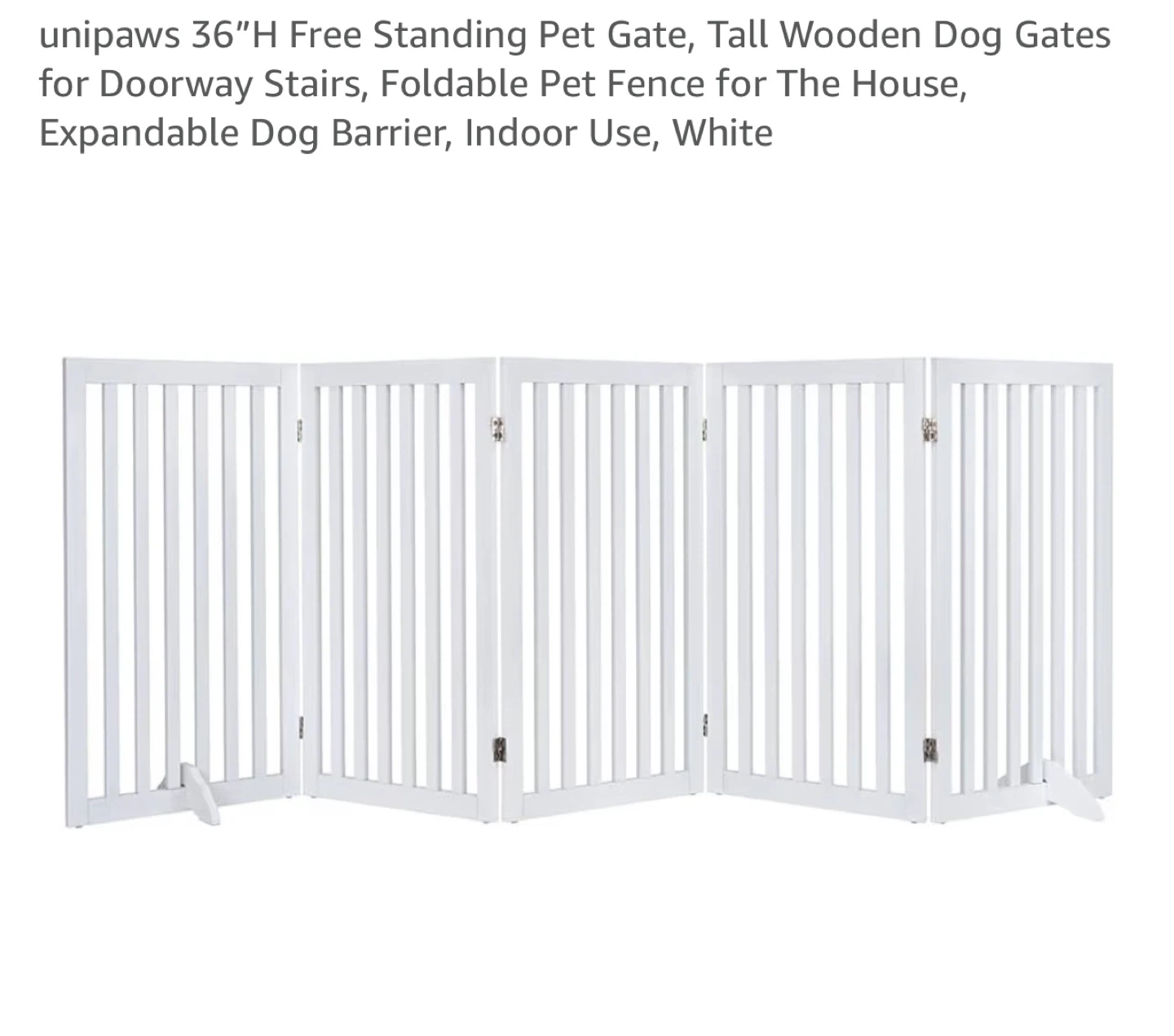 Unipaws 36" Expandable Wooden Pet Gate - White