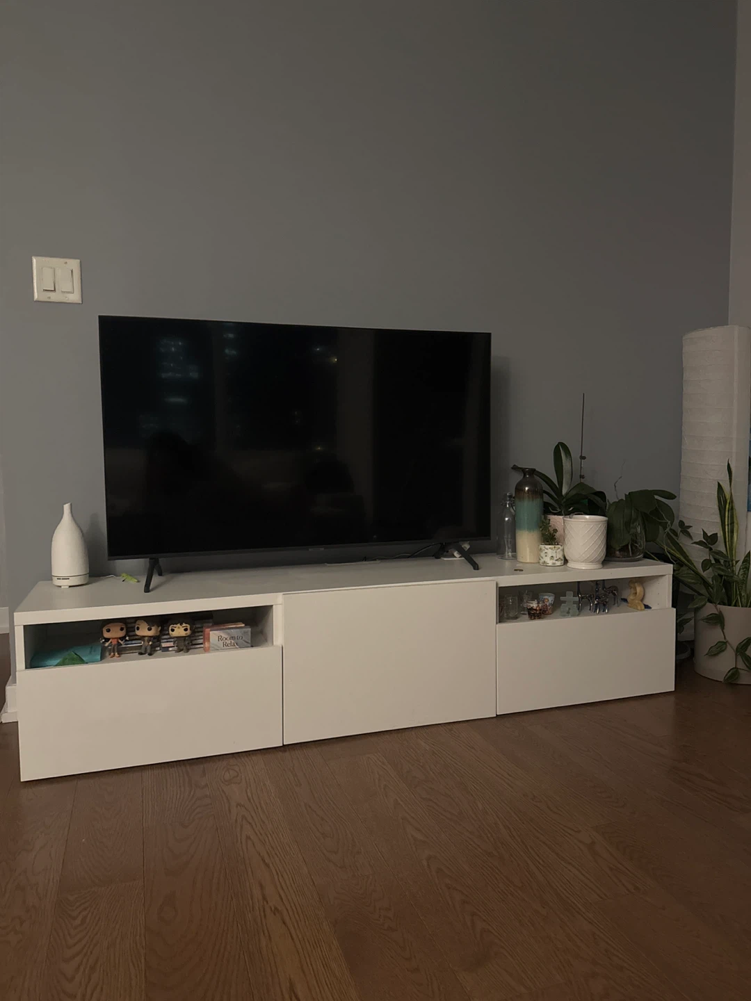 White Media TV Console with Storage