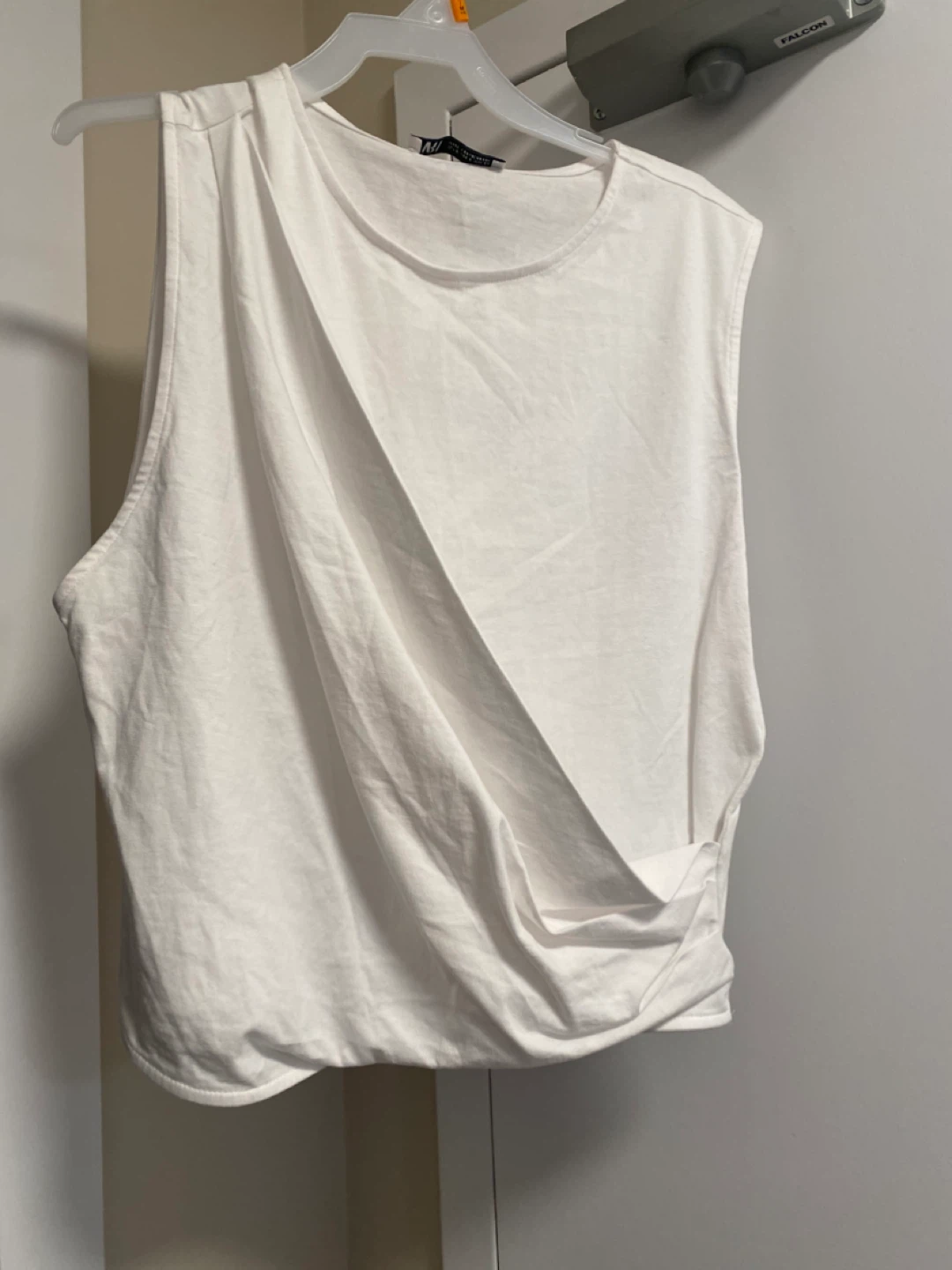 Zara Women's White Sleeveless Drape Top Size S