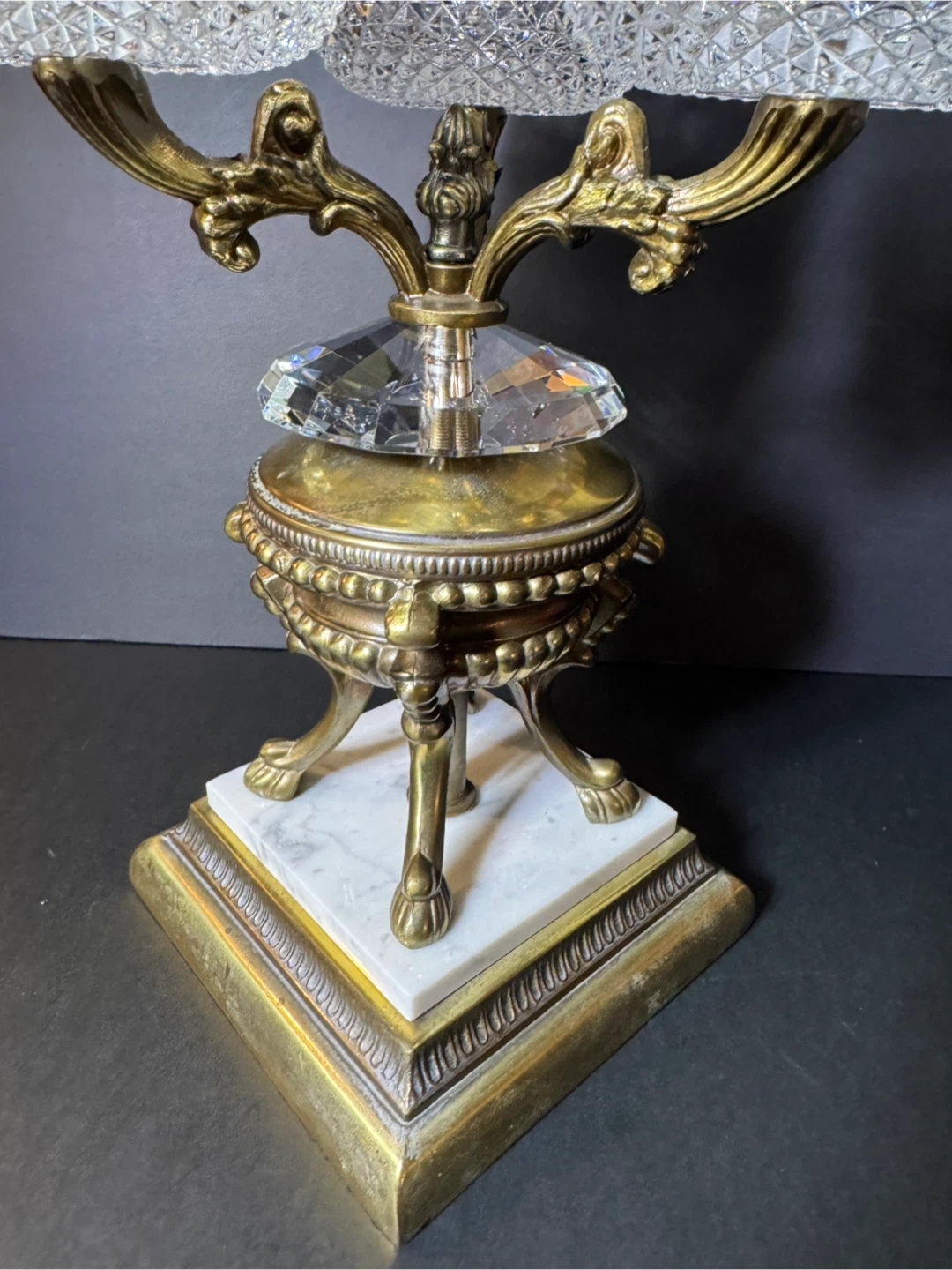 Crystal and Brass Tiered Candy Dish - photo 3