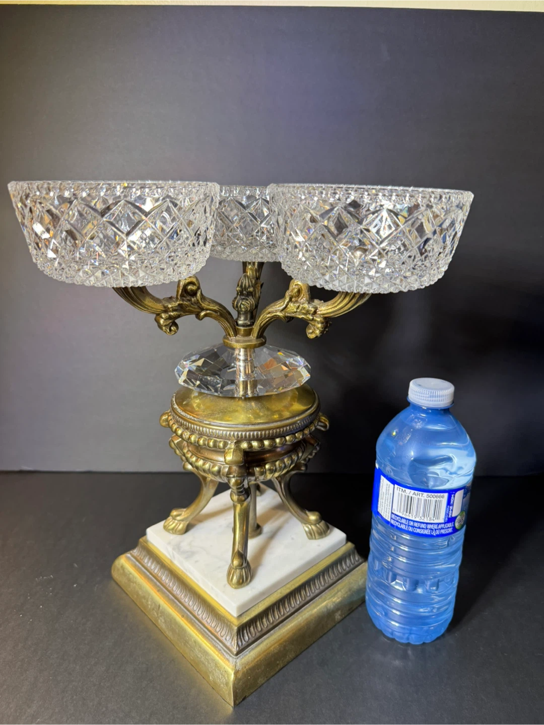 Crystal and Brass Tiered Candy Dish - photo 2