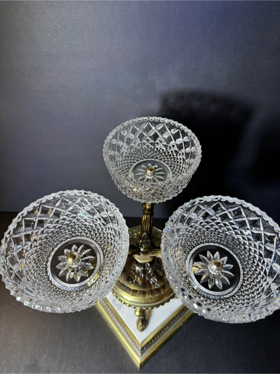 Crystal and Brass Tiered Candy Dish - photo 5