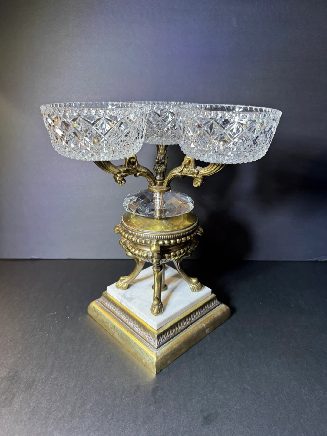 Crystal and Brass Tiered Candy Dish