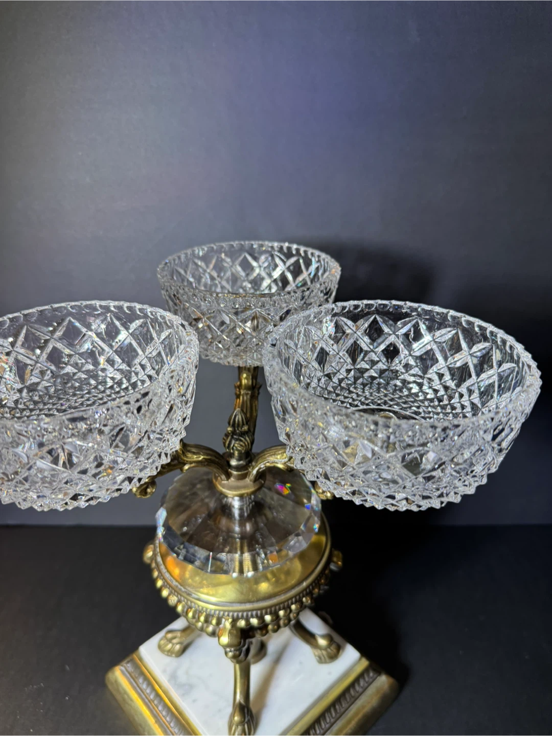 Crystal and Brass Tiered Candy Dish - photo 4