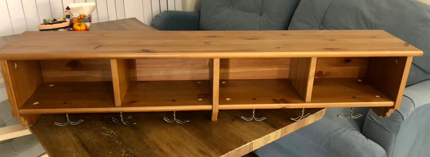 Wooden Wall-Mounted Shelf & Shoe Bench - photo 2
