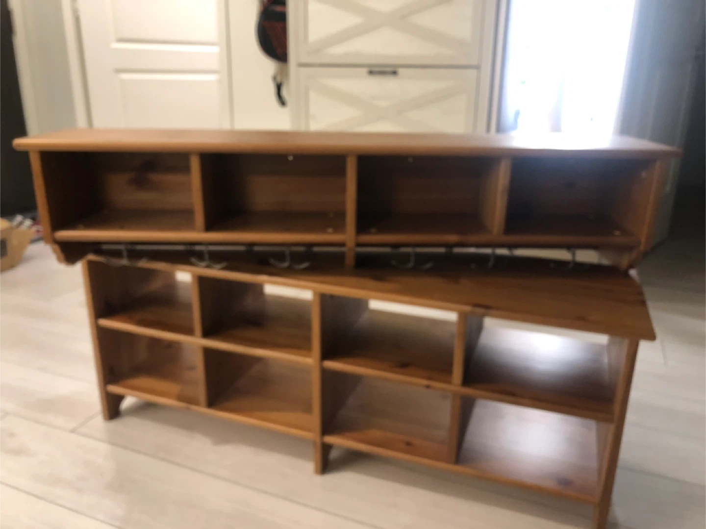Wooden Wall-Mounted Shelf & Shoe Bench - photo 3