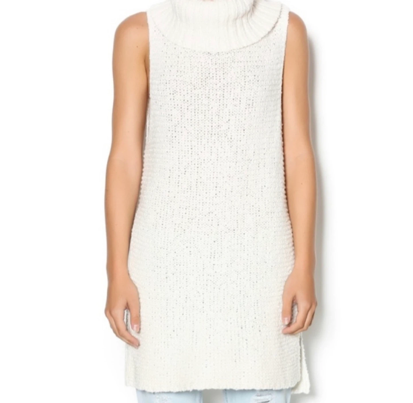 Free People Sleeveless Turtleneck Tunic Sweater – Cream - photo 3