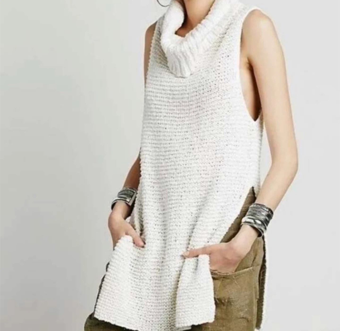 Free People Sleeveless Turtleneck Tunic Sweater – Cream - photo 2