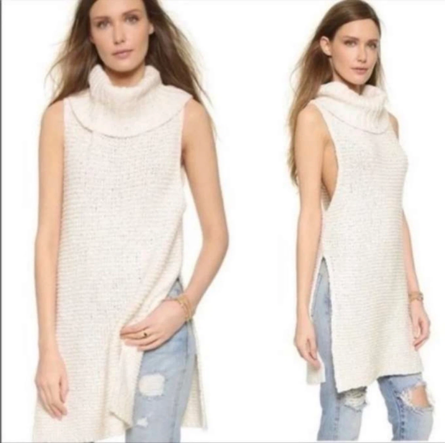 Free People Sleeveless Turtleneck Tunic Sweater – Cream - photo 4