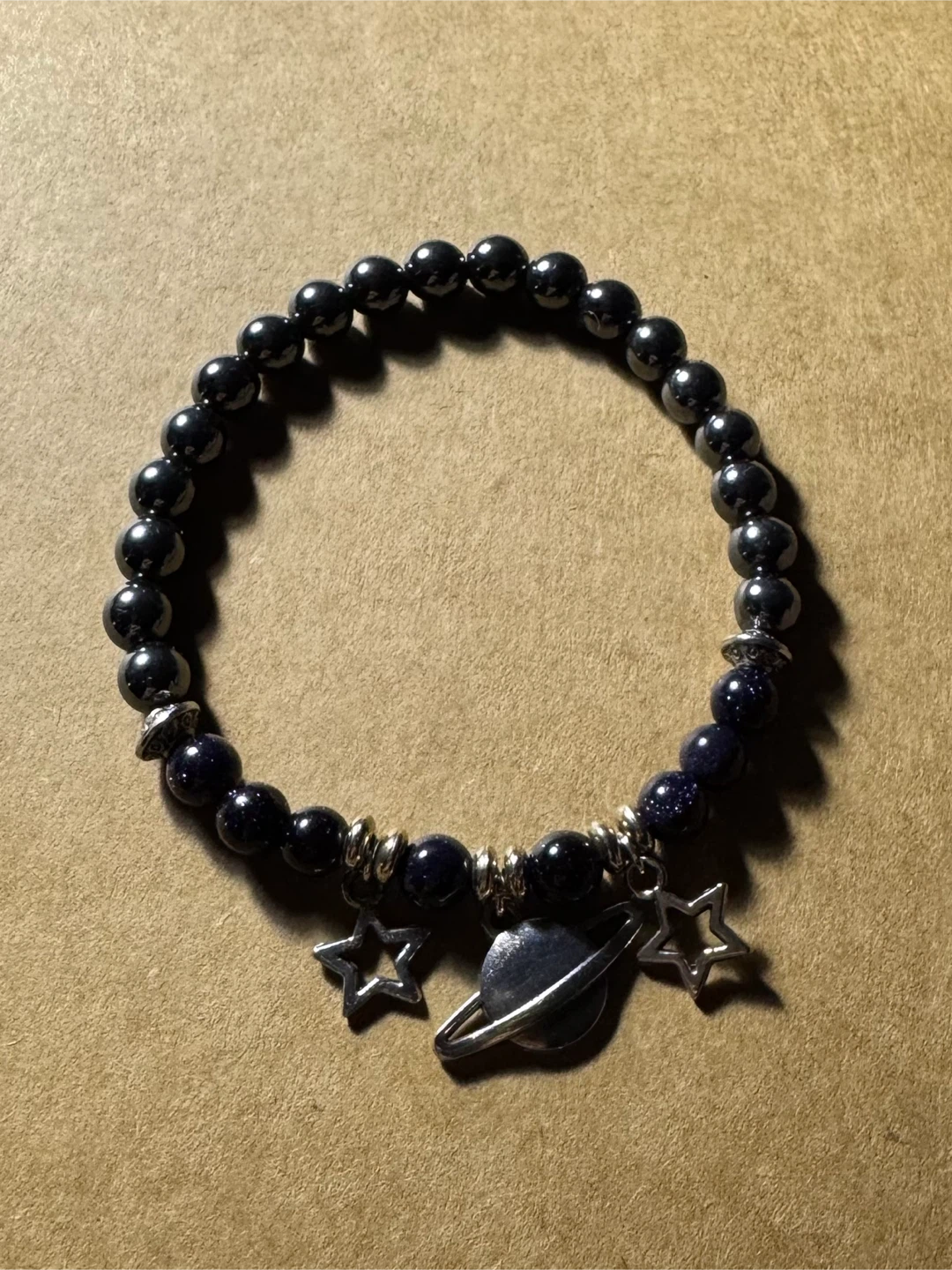 Saturn Planet and Star Beaded Bracelet