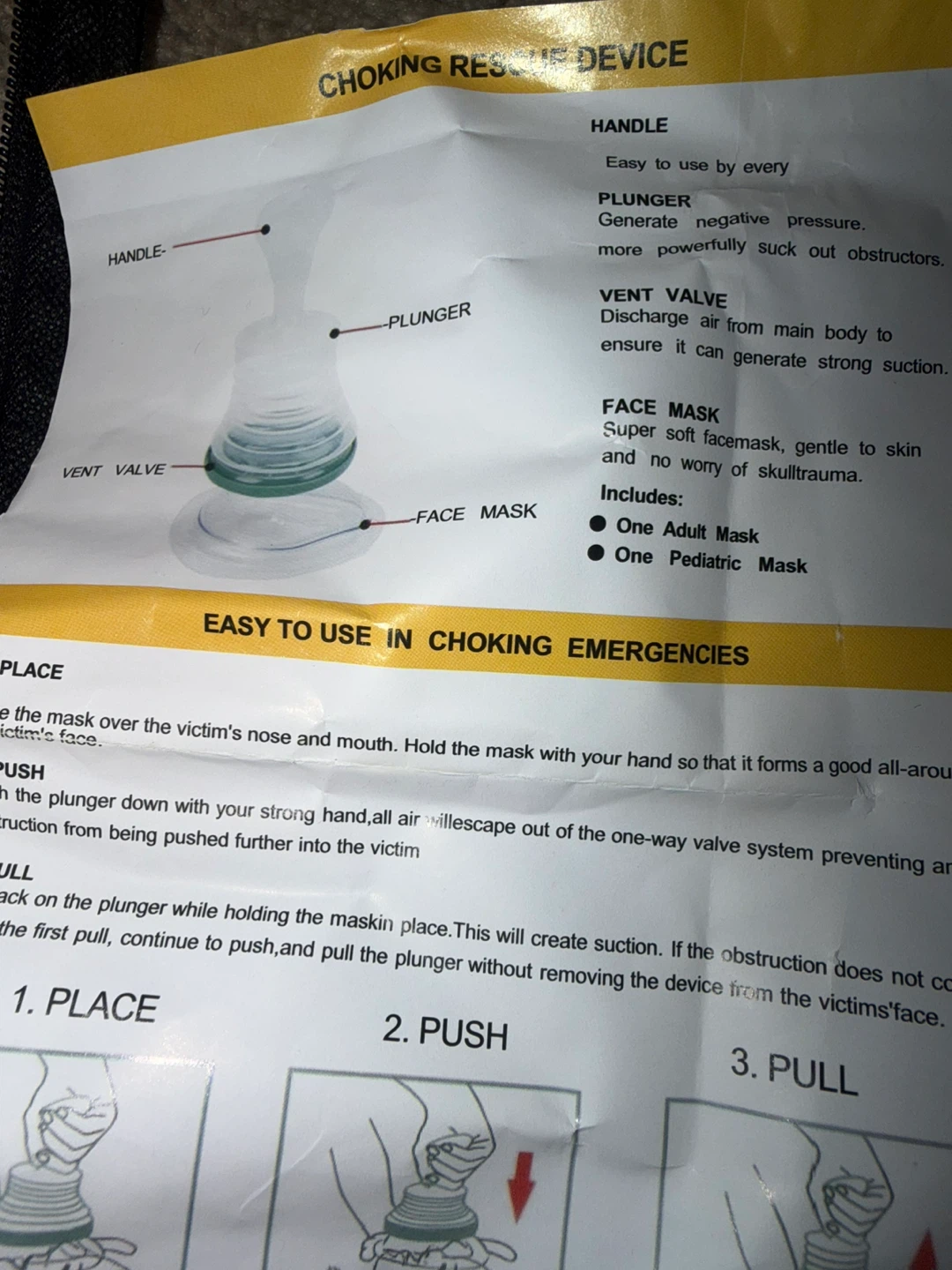 Choking Rescue Device with Adult and Pediatric Masks - photo 4