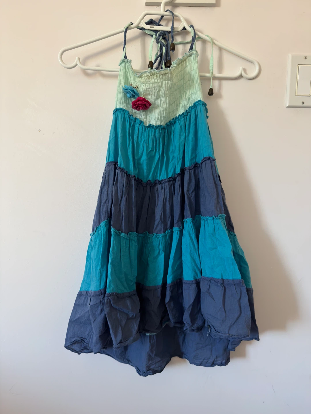 Tiered Bohemian Halter Dress - Blue & Teal - photo 2