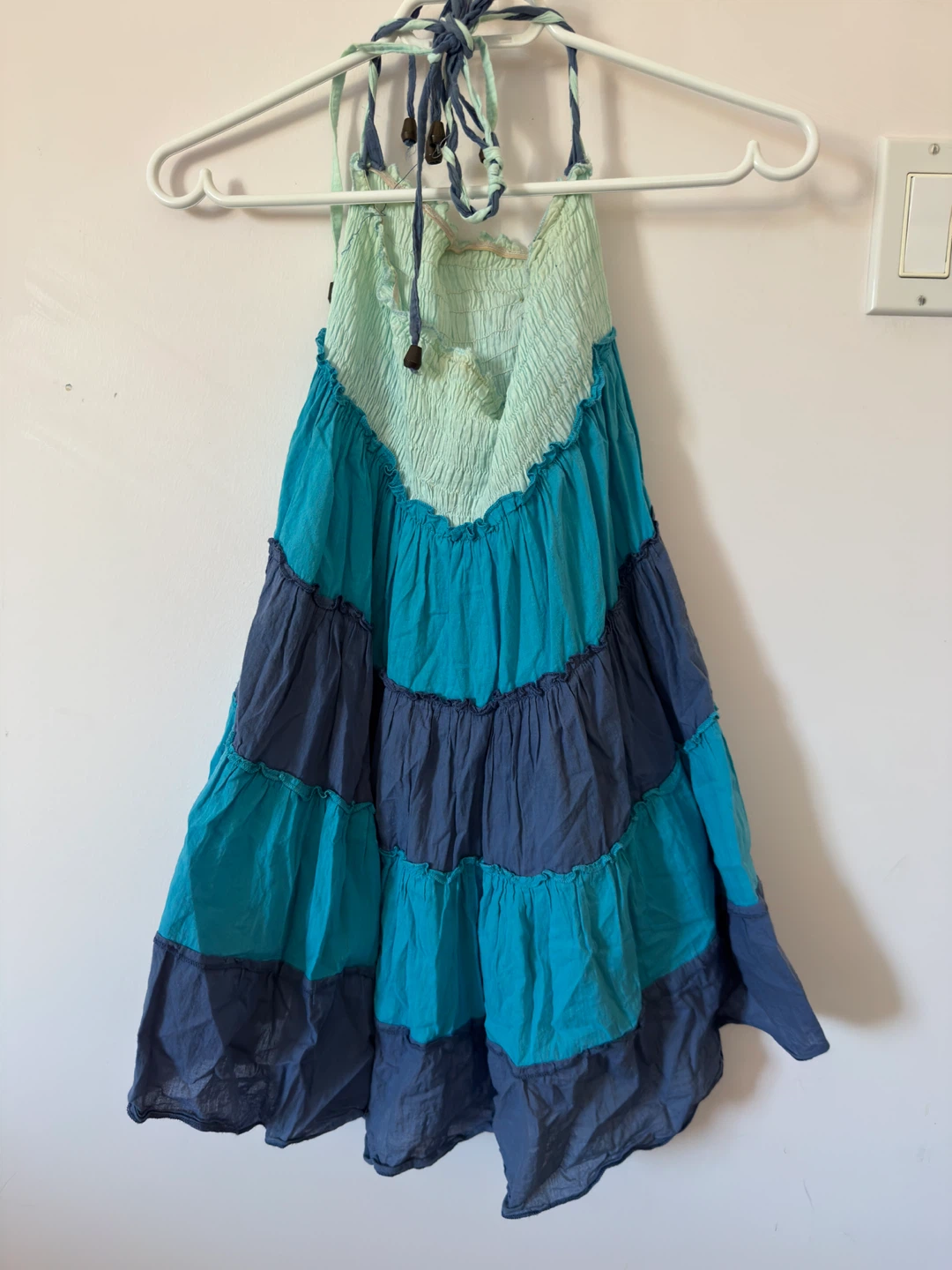Tiered Bohemian Halter Dress - Blue & Teal - photo 3