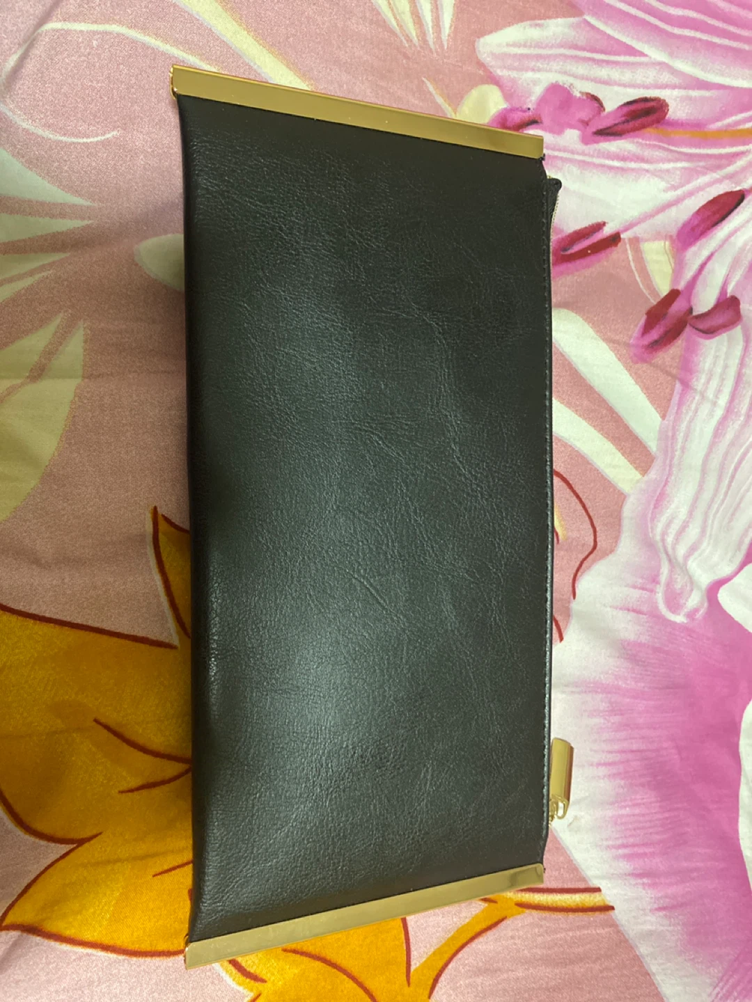 Black Faux Leather Clutch Wallet