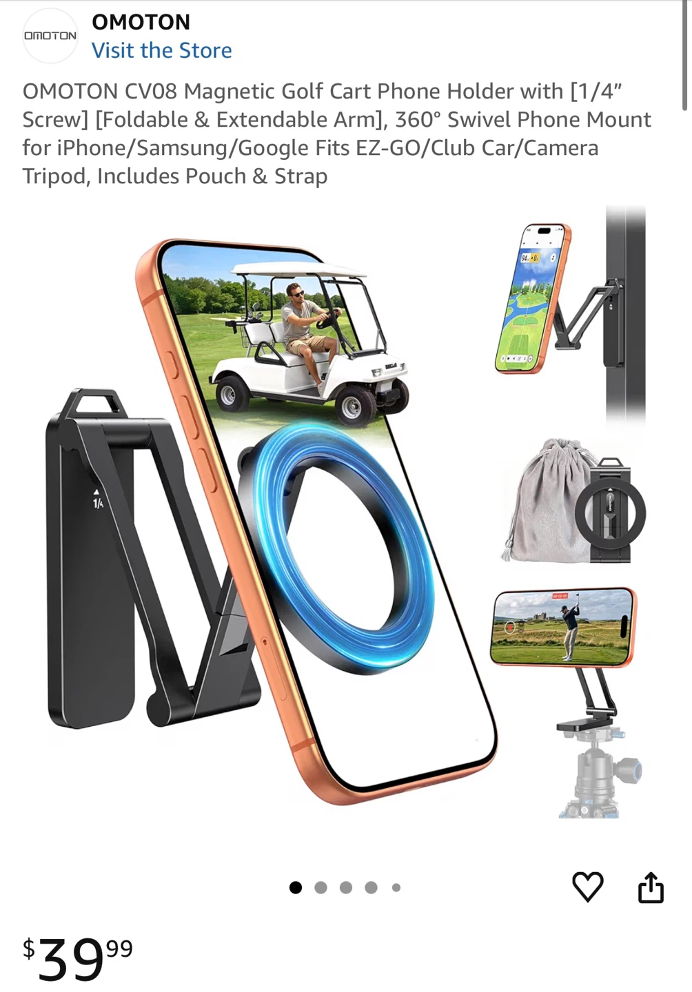 OMOTON CV08 Magnetic Golf Cart Phone Holder - photo 2