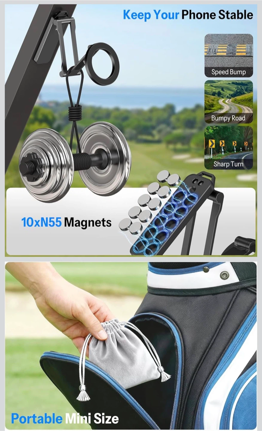 OMOTON CV08 Magnetic Golf Cart Phone Holder - photo 5