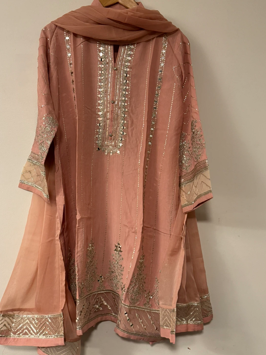 Pink Mirror Work 3 piece suit available in medium size