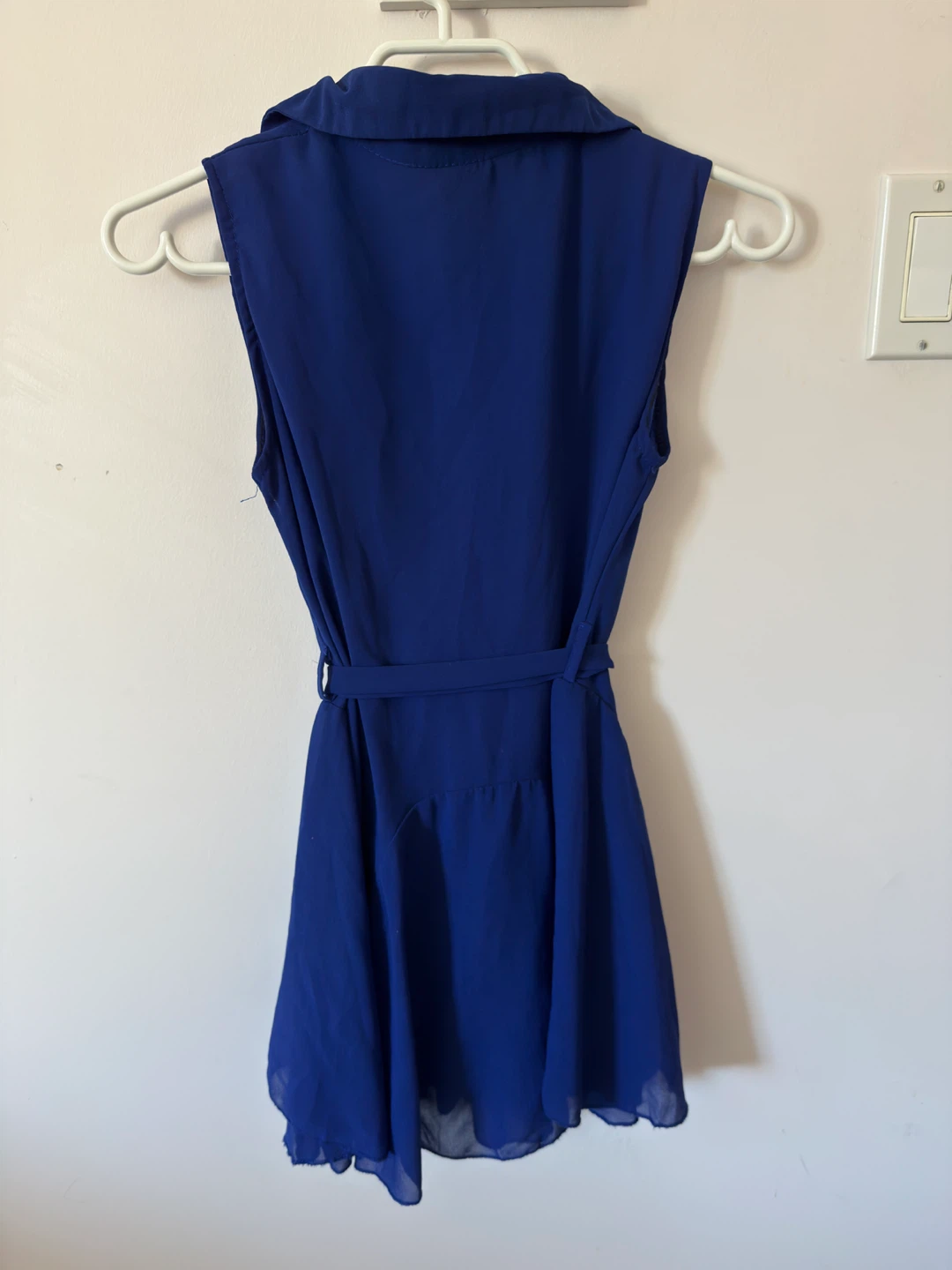 Sleeveless Blue Tunic Dress with Belt - photo 4