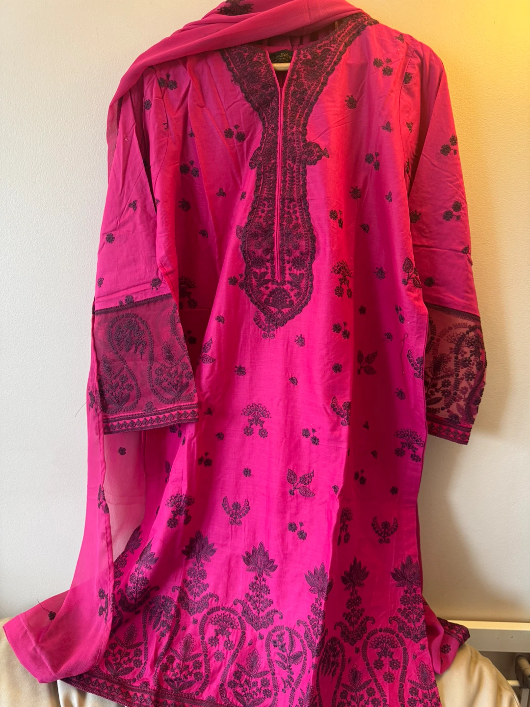 Pink Embroidered Kurti 3 piece suit available  size chest 23 - photo 2