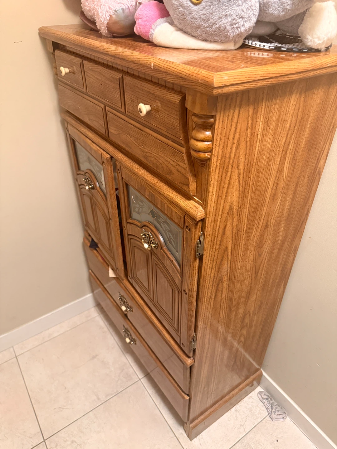 Wooden Dresser with Glass Doors - photo 2