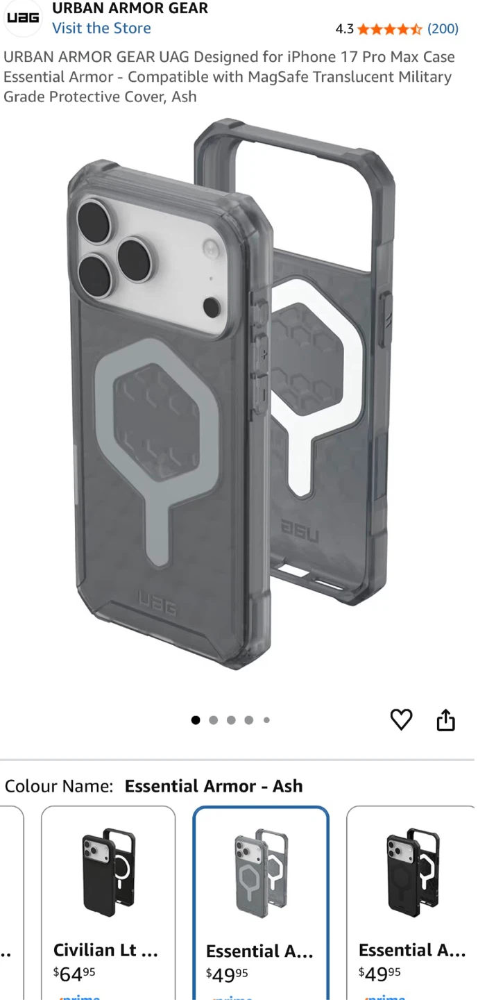 UAG Essential Armor Case for iPhone 17 Pro Max (2025) - Ash - photo 2