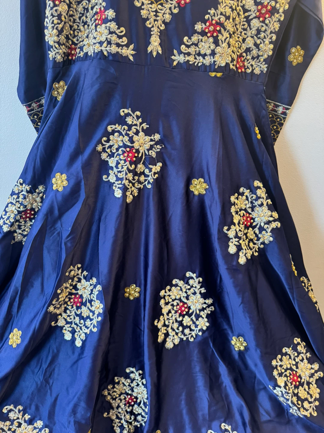 Blue Embroidered maxi  Suit with Dupatta - photo 2