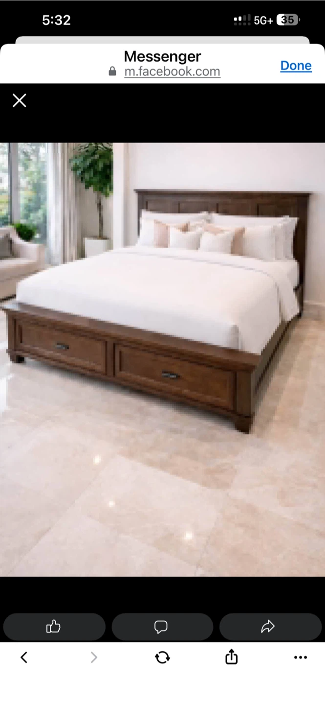 Solid Wood Platform Bed Frame with Drawers