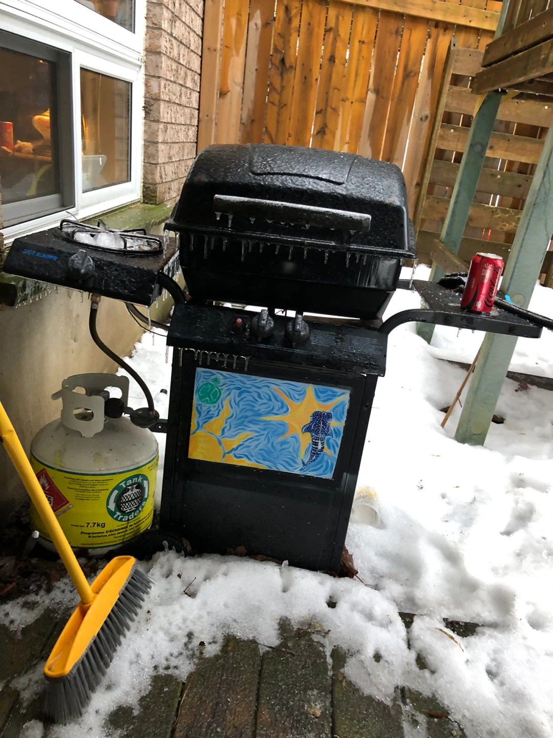 Black Propane BBQ Grill with Side Burner