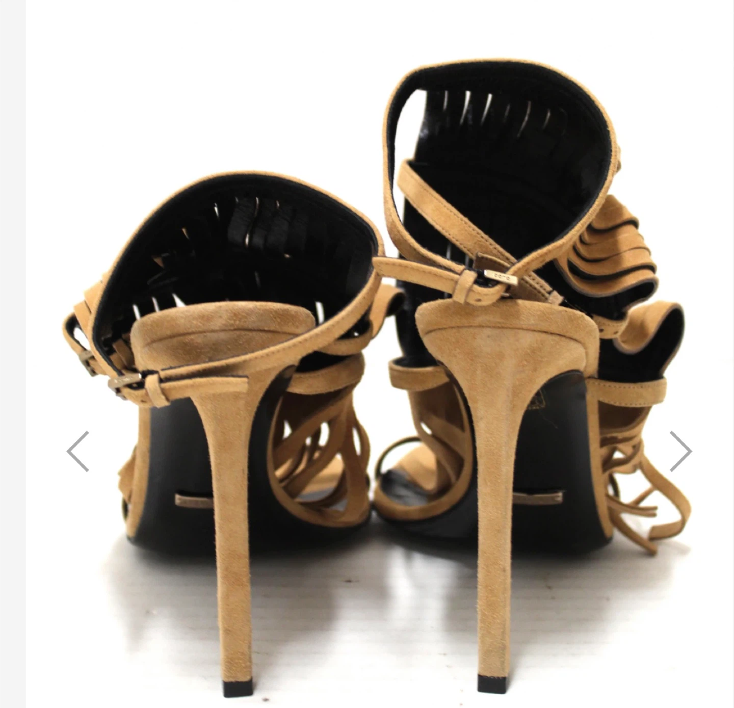 Gucci Suede Fringe Strappy Heeled Sandals Size 40 - photo 2