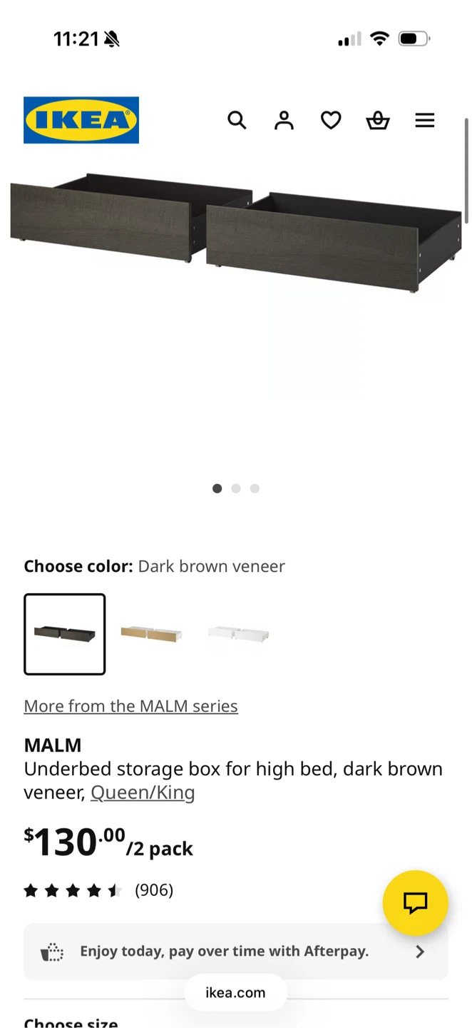IKEA MALM Underbed Storage Boxes - Dark Brown Veneer (2 Pack)