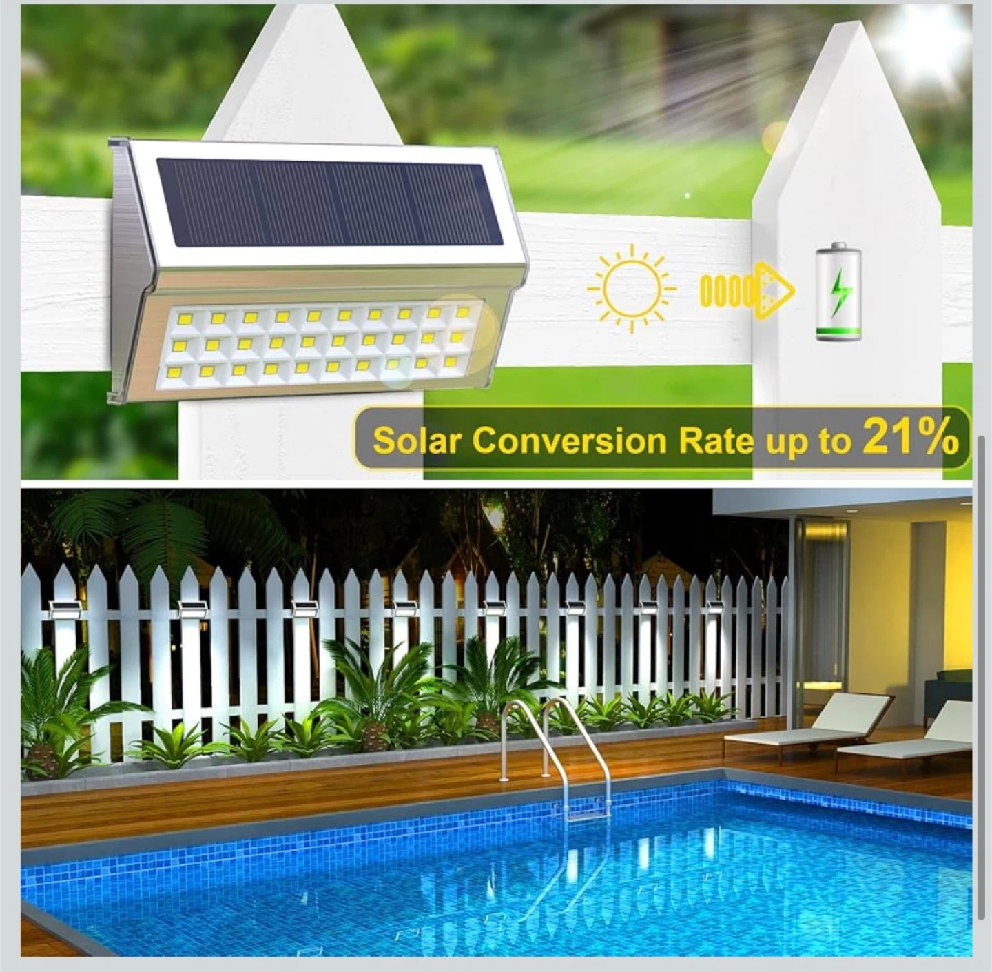 ROSHWEY Solar Lights Outdoor, 10 Pack 30 LED Fence Lights - photo 5