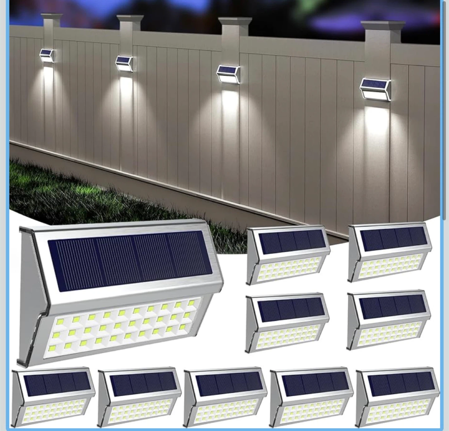 ROSHWEY Solar Lights Outdoor, 10 Pack 30 LED Fence Lights