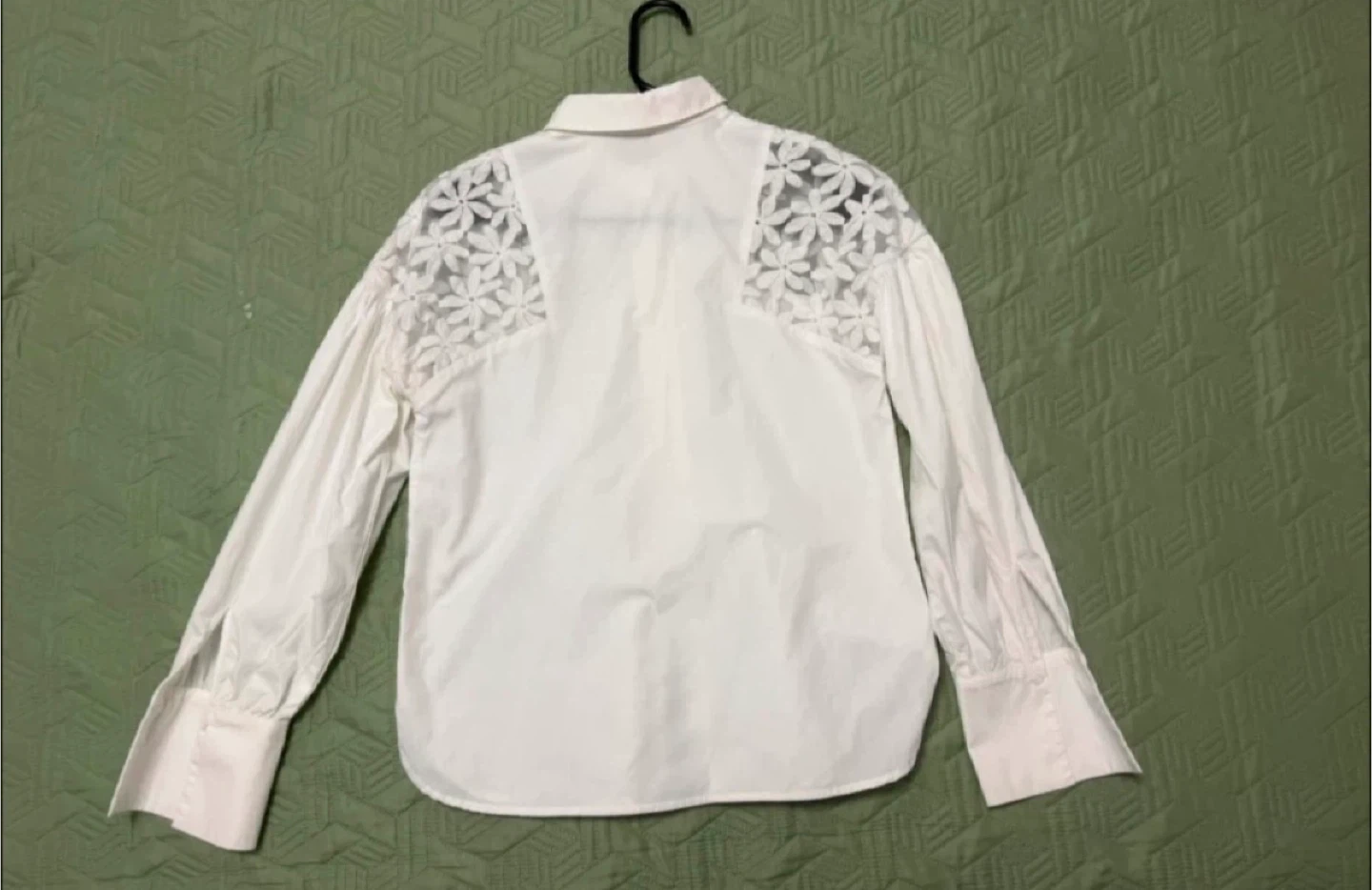 White Button-Up Shirt with Lace Detailing - photo 2