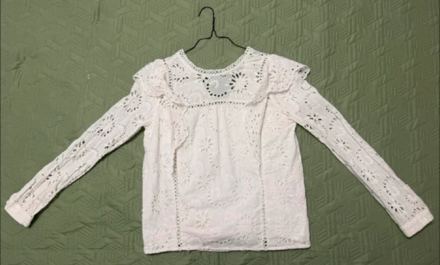 White Broderie Anglaise Long Sleeve Top