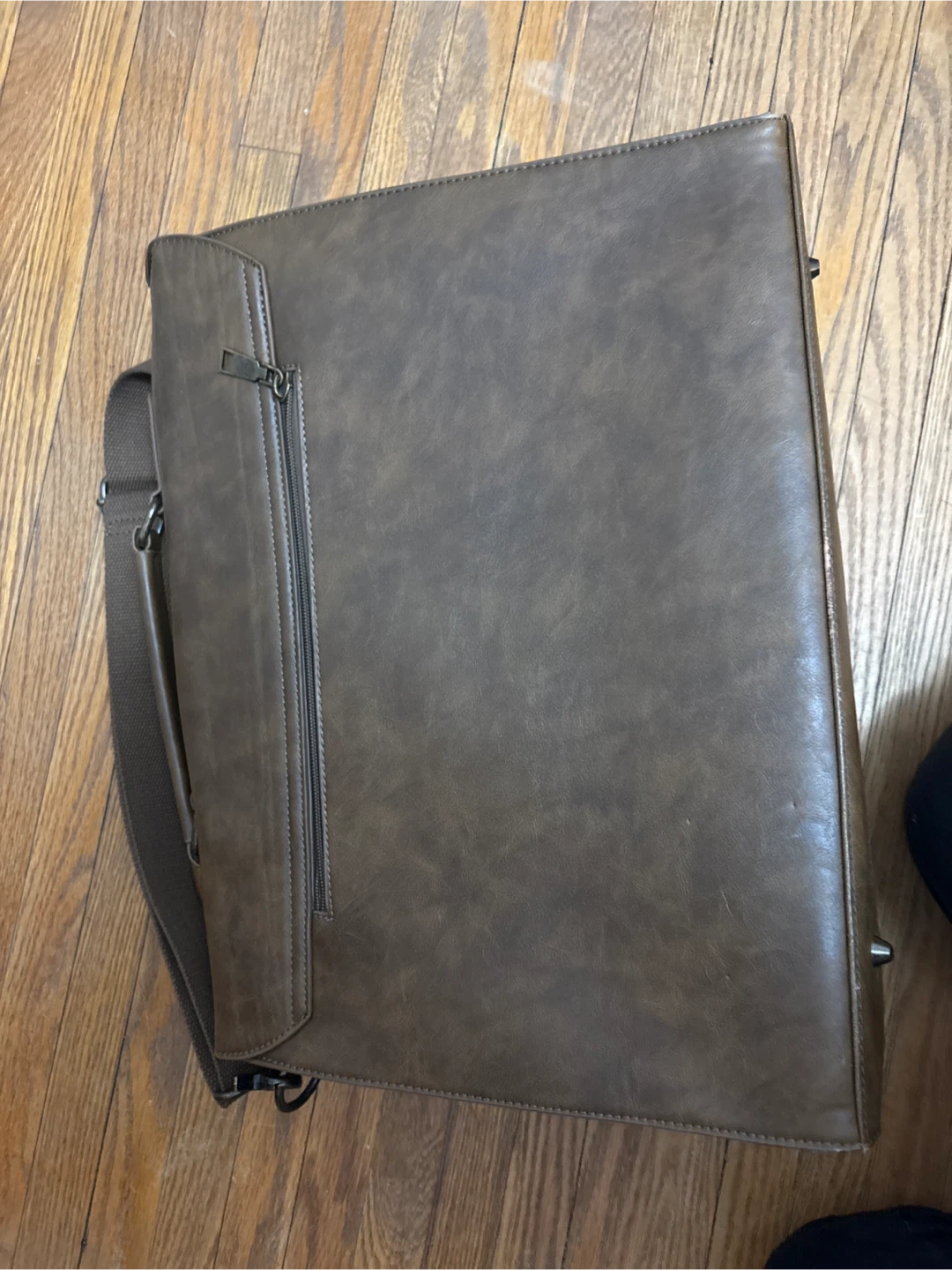 Brown Faux Leather Messenger Bag with Buckle Closures - photo 3