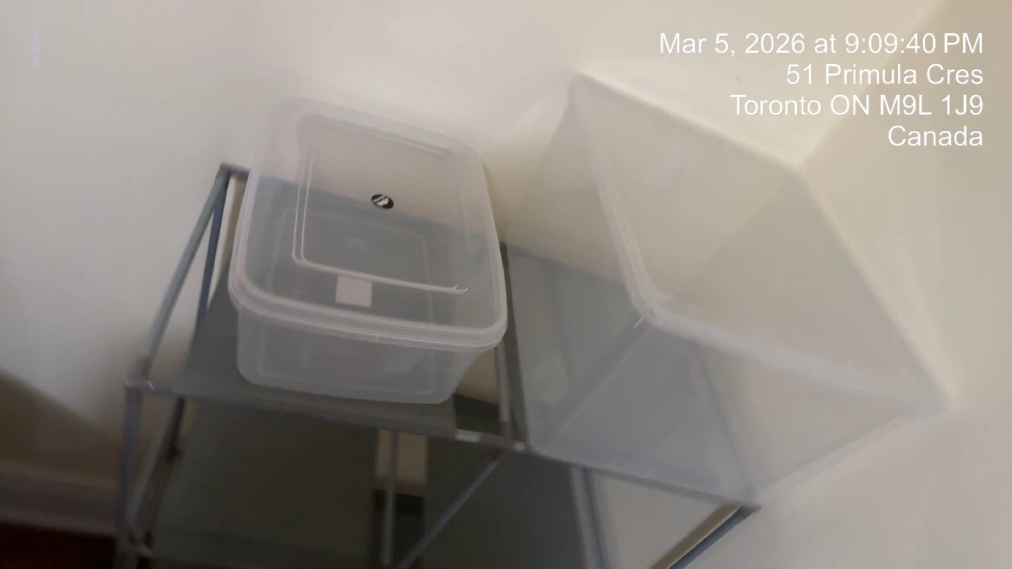 Grey Fabric Shelf Unit with Clear Storage Bins - photo 5