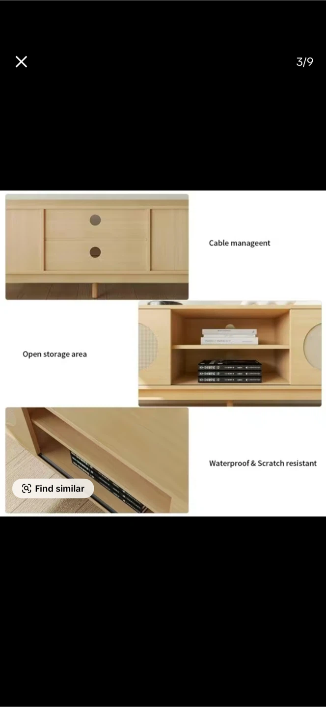 Light Wood TV Stand with Rattan Doors - photo 3
