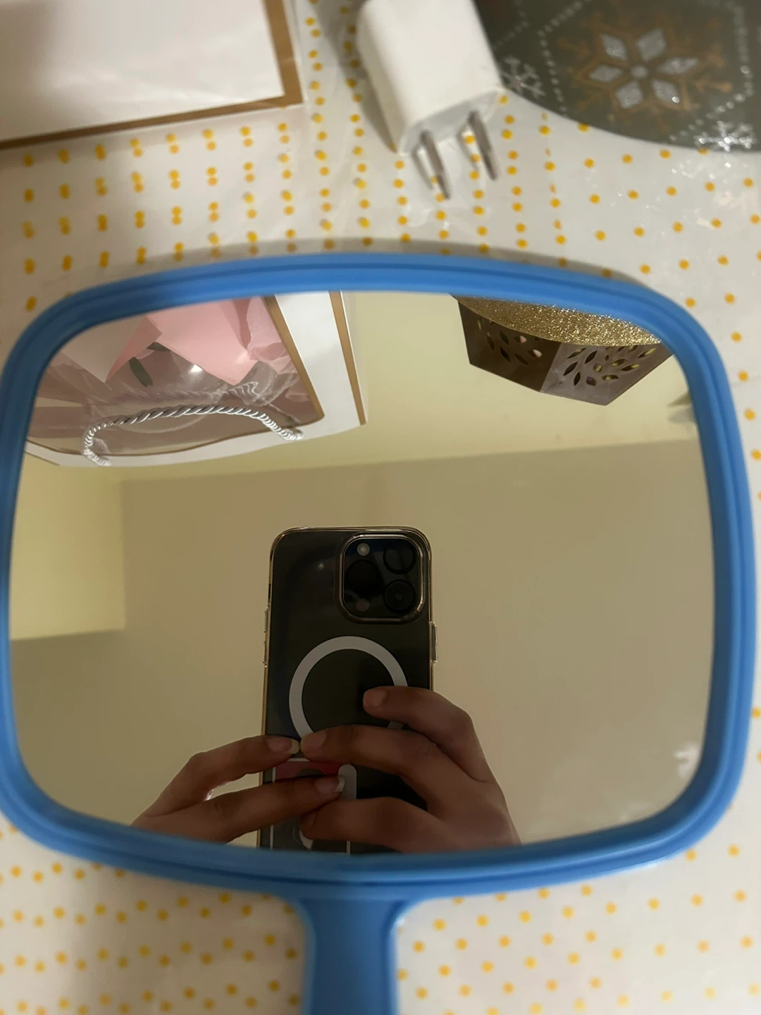 Light Blue Handheld Mirror