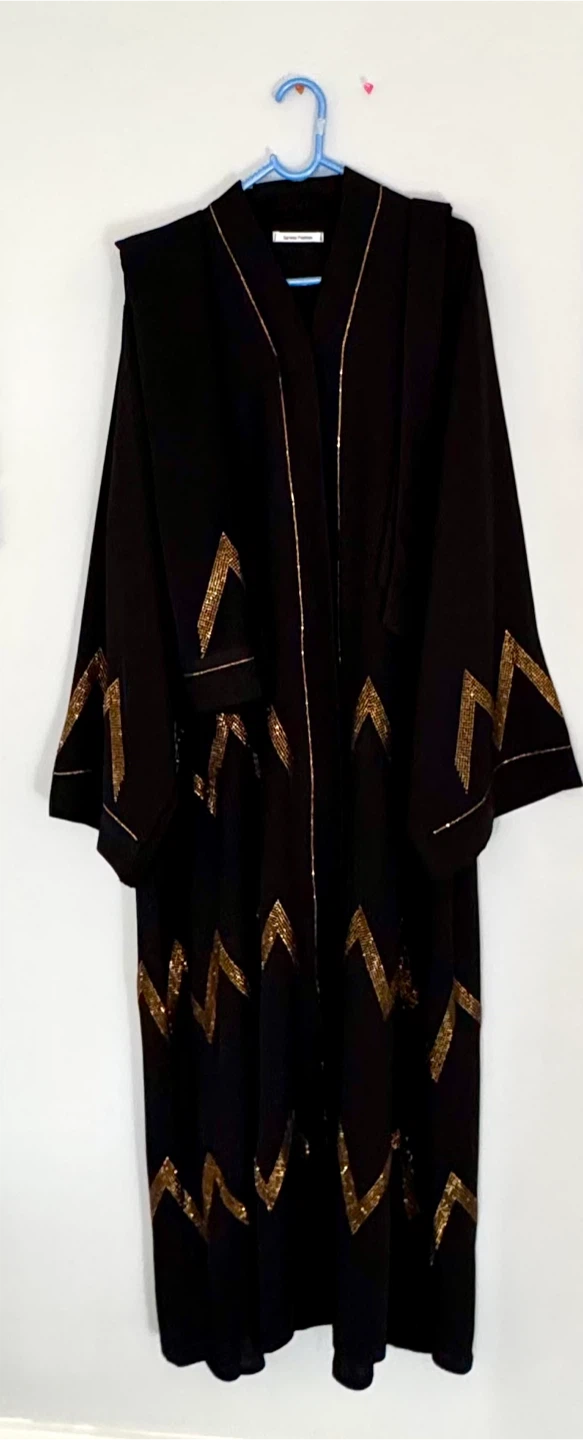 Black Silk Gorgeous Delicate Rhinestone Work Abaya - photo 2